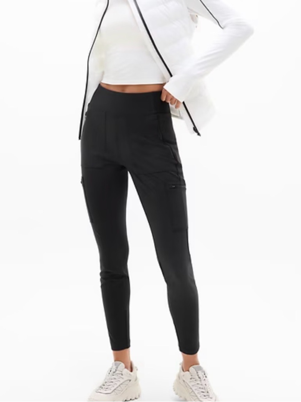 Black High-Waist Cargo Leggings - Women